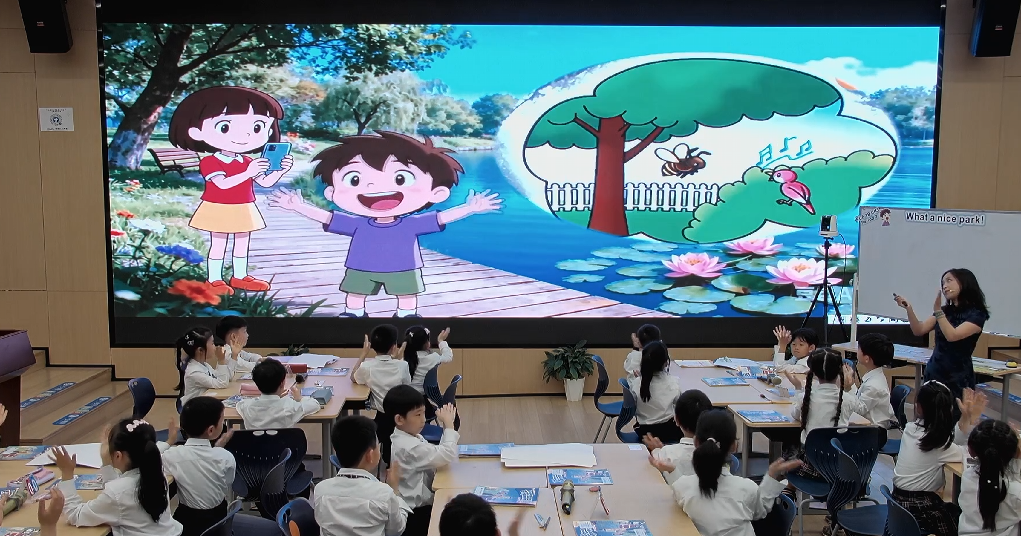 Students using digital classroom resources